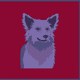A AI-generated app icon of a Silky Terrier dog in medium slate blue , pale violet red , emerald green , off white color scheme
