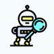A AI-generated app icon of a humanoid robot in blue and gray color scheme