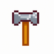 A AI-generated app icon of a sledgehammer in coral pink color and blue-violet color and black color and raspberry color color scheme