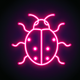A AI-generated app icon of an ladybug in vivid green color and pink color and blue color and black color color scheme