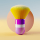 A AI-generated app icon of a Powder Brush in pastel red , dark orchid , yellow , light yellow color scheme