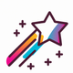 A AI-generated app icon of a shooting star in rich red color and pastel orange color and vivid green color and bright orange color color scheme