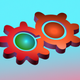 A stylized gear with turning cogs  app icon - ai app icon generator - app icon aesthetic - app icons