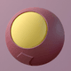 A AI-generated app icon of the Mars planet in gray , fuchsia , yellow , burgundy color scheme