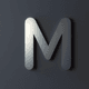 A AI-generated app icon of a letter M in pewter , cadet blue , ivory , ghost white color scheme