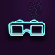 An app icon of  an image of goggles with magenta and crimson and dark cyan and rose scheme color