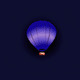 A AI-generated app icon of a hot air balloon in royal blue , navy blue , off white , nude color scheme