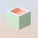 A AI-generated app icon of a jump box in mint cream , tangerine , baby pink , rose quartz color scheme