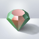 An app icon of  an image of a diamond shape with pale green and chestnut and watermelon and emerald green scheme color