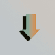 A AI-generated app icon of an arrow down right  in light sky blue , oatmeal , tangerine , dark khaki color scheme