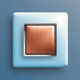A AI-generated app icon of a rectangle shape in dodger blue , terracotta , cream , apricot color scheme