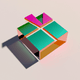 A AI-generated app icon of a box in rose gold , rose red , light sea green , eggplant color scheme