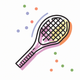 A AI-generated app icon of a racket in rich red color and greyish pink color and red color and dark pink color color scheme