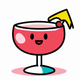 A AI-generated app icon of a glass of cocktail in peach puff , yellow , maroon , olive green color scheme