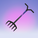 A AI-generated app icon of a hayrake in pink color and blue color and pastel purple color and dark gray color color scheme
