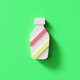 A AI-generated app icon of a paper bottle of milk in pastel yellow , watermelon , olive , light sea green color scheme