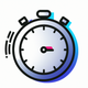 A AI-generated app icon of a timer stop in indigo and orange color scheme
