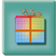 A AI-generated app icon of a gift in cornsilk , mint cream , pale turquoise , very peri color scheme
