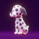 A AI-generated app icon of a Dalmatian dog in violet , alice blue , rose , burnt orange color scheme