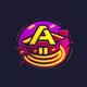 A AI-generated app icon of a club in burgundy color and goldenrod yellow color and crimson color and eggplant color color scheme