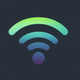 A AI-generated app icon of a wifi wave in green and purple color scheme