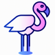 A AI-generated app icon of a flamingo in purple and blue color scheme
