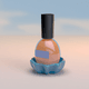A AI-generated app icon of a nail polish bottle in whitesmoke , light sky blue , dark orange , rose gold color scheme