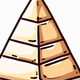 A AI-generated app icon of a triangular pyramid shape in white , wheat , purple , slate blue color scheme