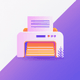 An app icon of  an image of copier with light salmon and silver and medium purple and bright yellow scheme color