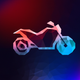 A sleek, black motorcycle with red highlights  app icon - ai app icon generator - app icon aesthetic - app icons