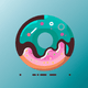 An app icon of  an image of a doughnut with saddle brown and tiffany blue and crimson and dark turquoise scheme color