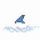 A AI-generated app icon of shark fin above the sea surface in colorful color scheme