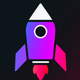 A stylized rocket ship taking off  app icon - ai app icon generator - app icon aesthetic - app icons