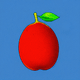 A AI-generated app icon of a pear in tomato , cadet blue color scheme