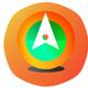 A AI-generated app icon of a compass in orange, green color scheme