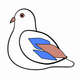 A AI-generated app icon of a cute bird in physical color color scheme