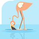 A AI-generated app icon of a flamingo in salmon and light blue color scheme