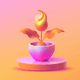 A AI-generated app icon of potted peace lilies in champagne , lemon chiffon , apricot , amber color scheme