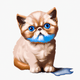 An app icon of  an image of Exotic Shorthair Cat with blue and yellow orange and baby blue and pink scheme color