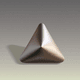 A AI-generated app icon of a tetrahedron shape in grey , oatmeal , dark olive green , green color scheme