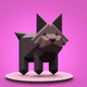 A AI-generated app icon of a Cairn Terrier dog in rose , slate grey , fuchsia , oatmeal color scheme