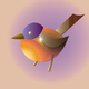 A AI-generated app icon of a robin in rich purple color and pink color and golden yellow color and bluish gray color color scheme