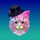 A AI-generated app icon of a cute cat wearing hat in navy color and pink color and teal blue color and azure color color scheme