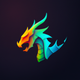 A AI-generated app icon of a dragon in camel color and forest green color and tiffany blue color and sunglow color color scheme