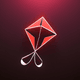 A AI-generated app icon of a kite shape in red , rose gold , burgundy , tiffany blue color scheme