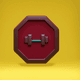 A AI-generated app icon of a barbell in chocolate , mulberry , bordeaux , golden yellow color scheme
