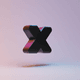 A AI-generated app icon of a letter X in pastel red , lilac , charcoal , light purple color scheme