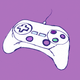 A AI-generated app icon of a game controller in medium purple , sandy brown , kelly green , dark orchid color scheme