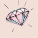 A AI-generated app icon of a diamond in light pink , terracotta , dodger blue , pastel red color scheme