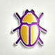 A AI-generated app icon of a beetle in gold color and ivory color and purple color and orange-yellow color color scheme